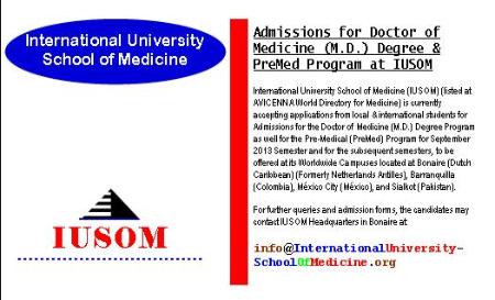 Admissions for Doctor of Medicine (M.D.) Degree & PreMed Program at IUSOM